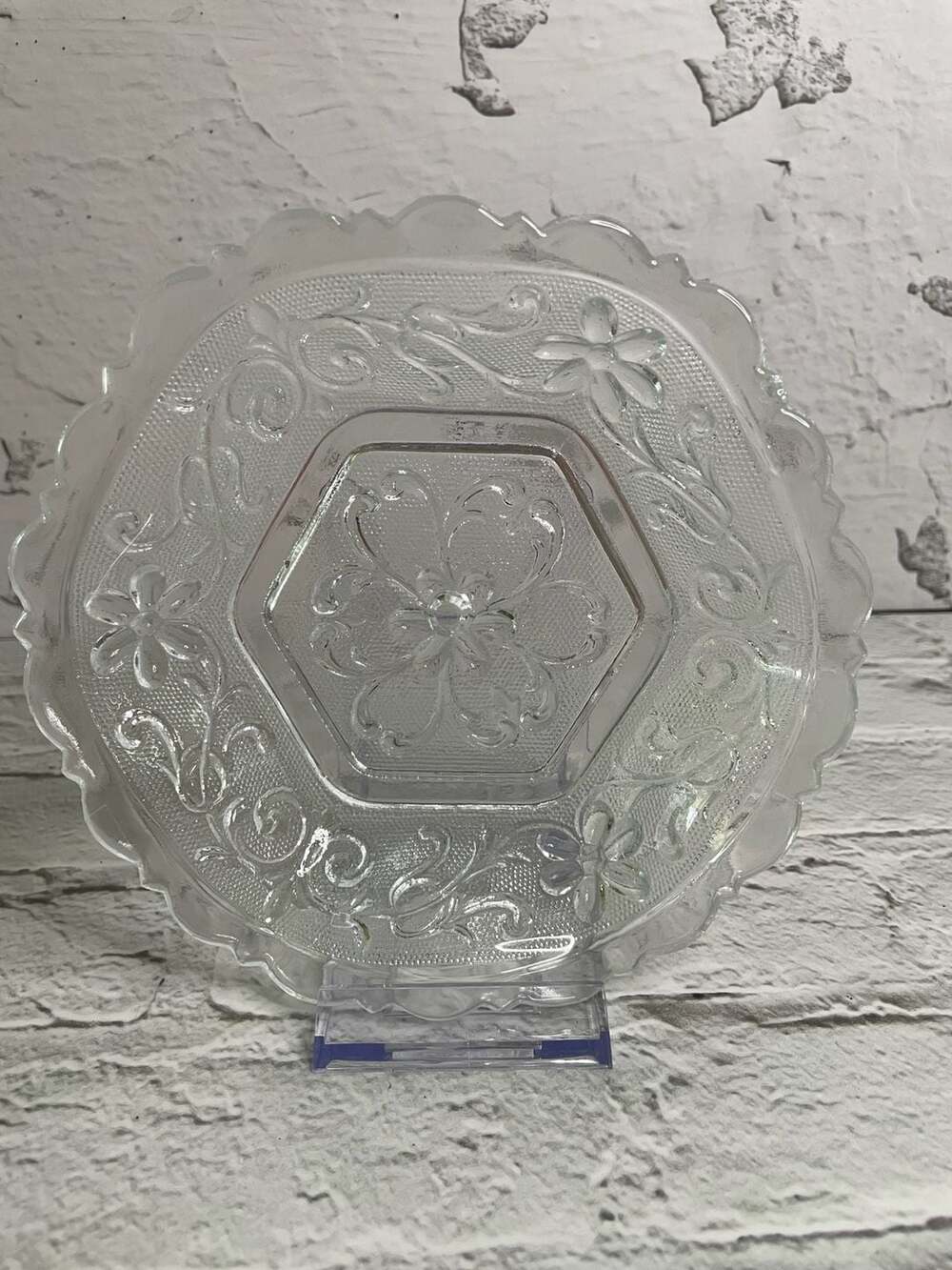 Vintage Indiana Glass Co. Tiara Sandwich Pattern Clear Glass Hexagon Bowl